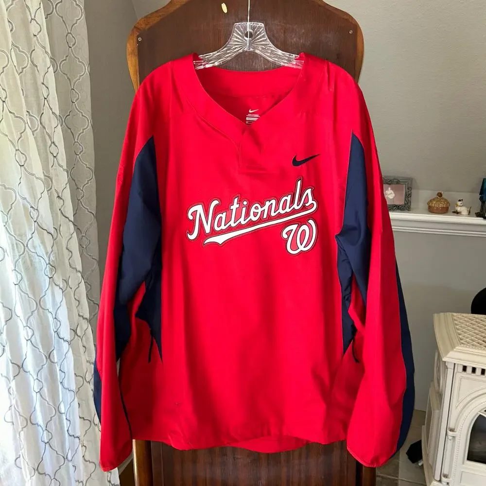 Men's Nike Washington Nationals Windbreaker Pullover Jacket Warmup Sz XXL